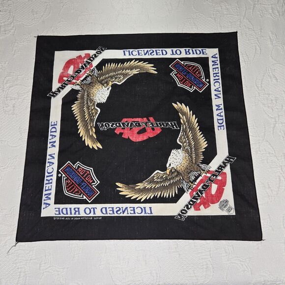 Vintage Harley Davidson Motorcycle American Eagle Bandana Biker Easy Rider - Picture 5 of 9